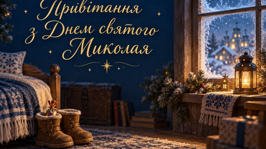 Дитячі чобітки біля ліжка і ліхтар на зимовому підвіконні