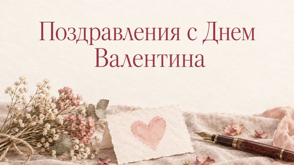Поздравления с Днем святого Валентина Листівка з намальованим серцем, перо і сухі квіти