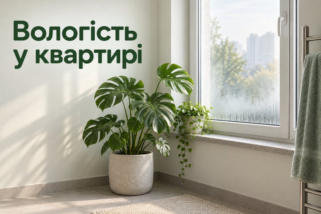 Висока вологість у квартирі: що робити і як знизити без осушувача Світла кімната з рослиною і запотілим вікном
