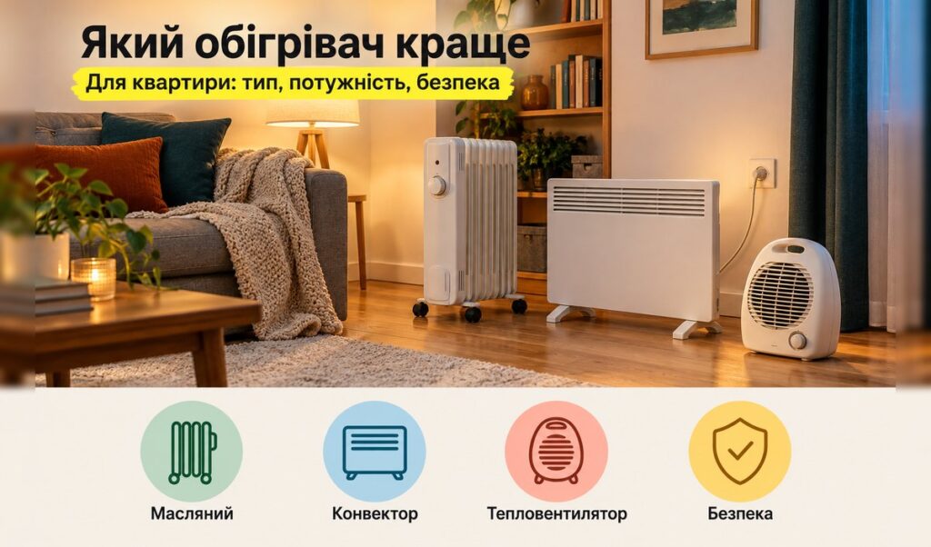 Який обігрівач краще для квартири: олійний радіатор, конвектор і тепловентилятор у кімнаті