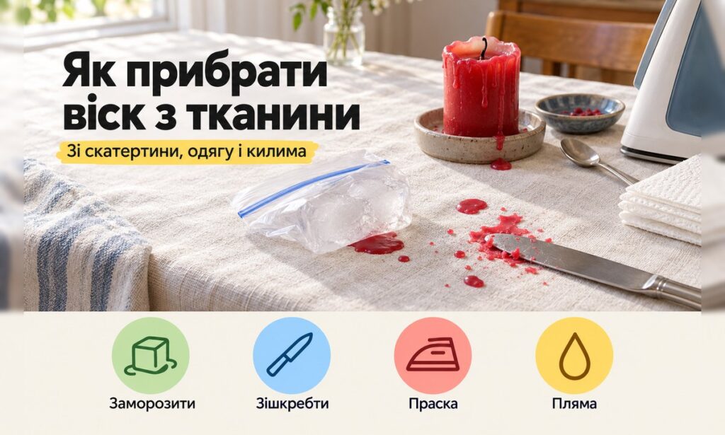 Як прибрати віск з тканини: червона свічка, плями воску на скатертині, лід і праска