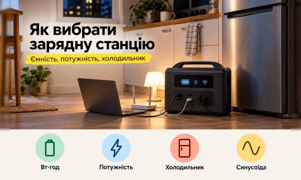 Як вибрати зарядну станцію: станція біля холодильника живить роутер, ноутбук і лампу під час відключення