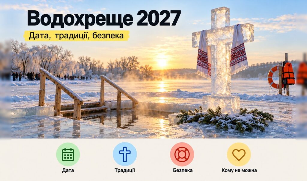 Водохреще 2027: хрест з льоду і облаштована ополонка зі сходами біля рятувальника