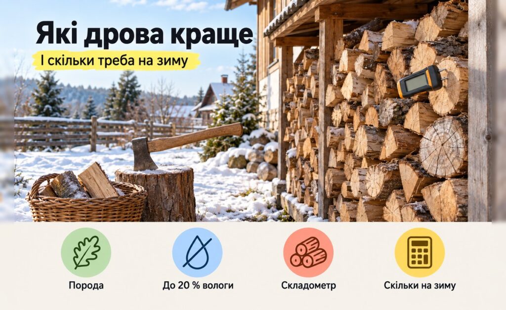 Які дрова краще: штабель сухих колотих дров під навісом і вологомір у поліні