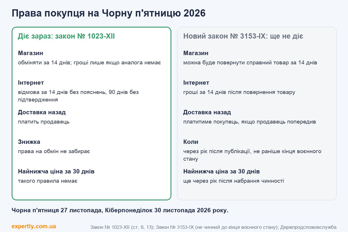 Чорна п'ятниця 2026: права покупця за чинним законом № 1023-XII і що зміниться з новим законом