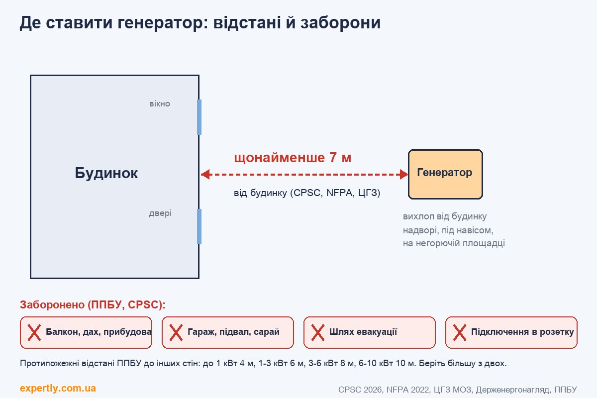 Як вибрати генератор для дому і де ставити: відстані від будинку