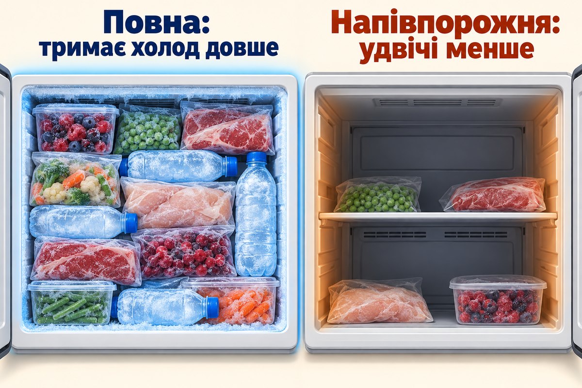 Як зберегти продукти при відключенні світла: повна морозилка проти напівпорожньої