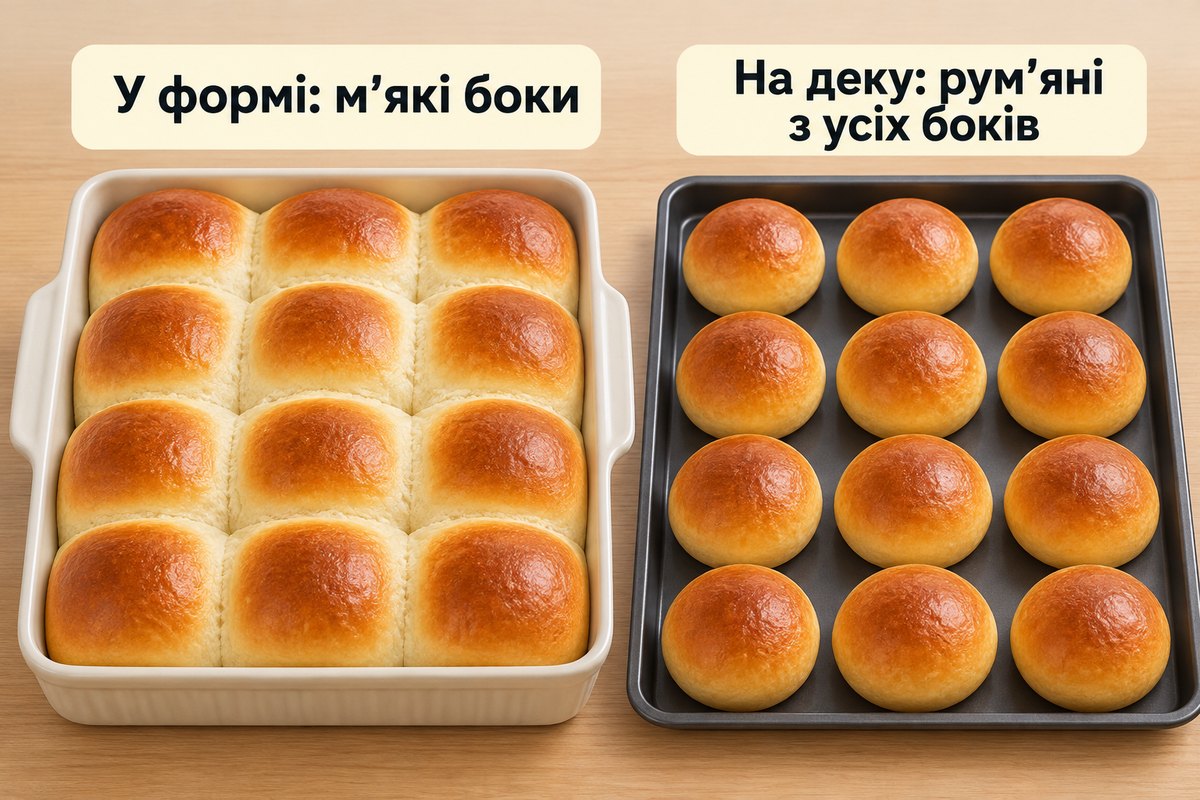 Пампушки з часником у формі і на деку: мʼякі боки або румʼяні з усіх боків