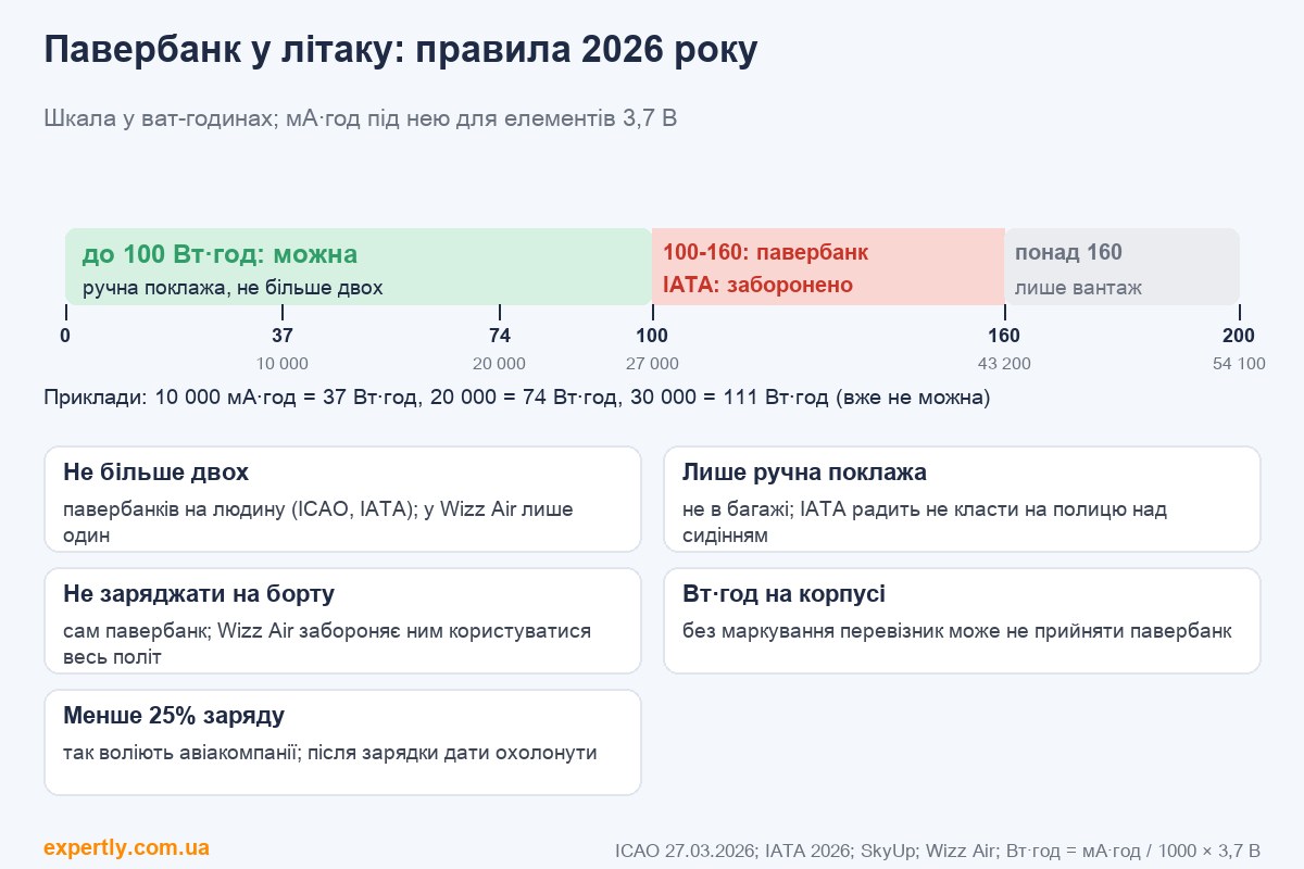Як вибрати павербанк для літака: правила 2026 року до 100 Вт·год