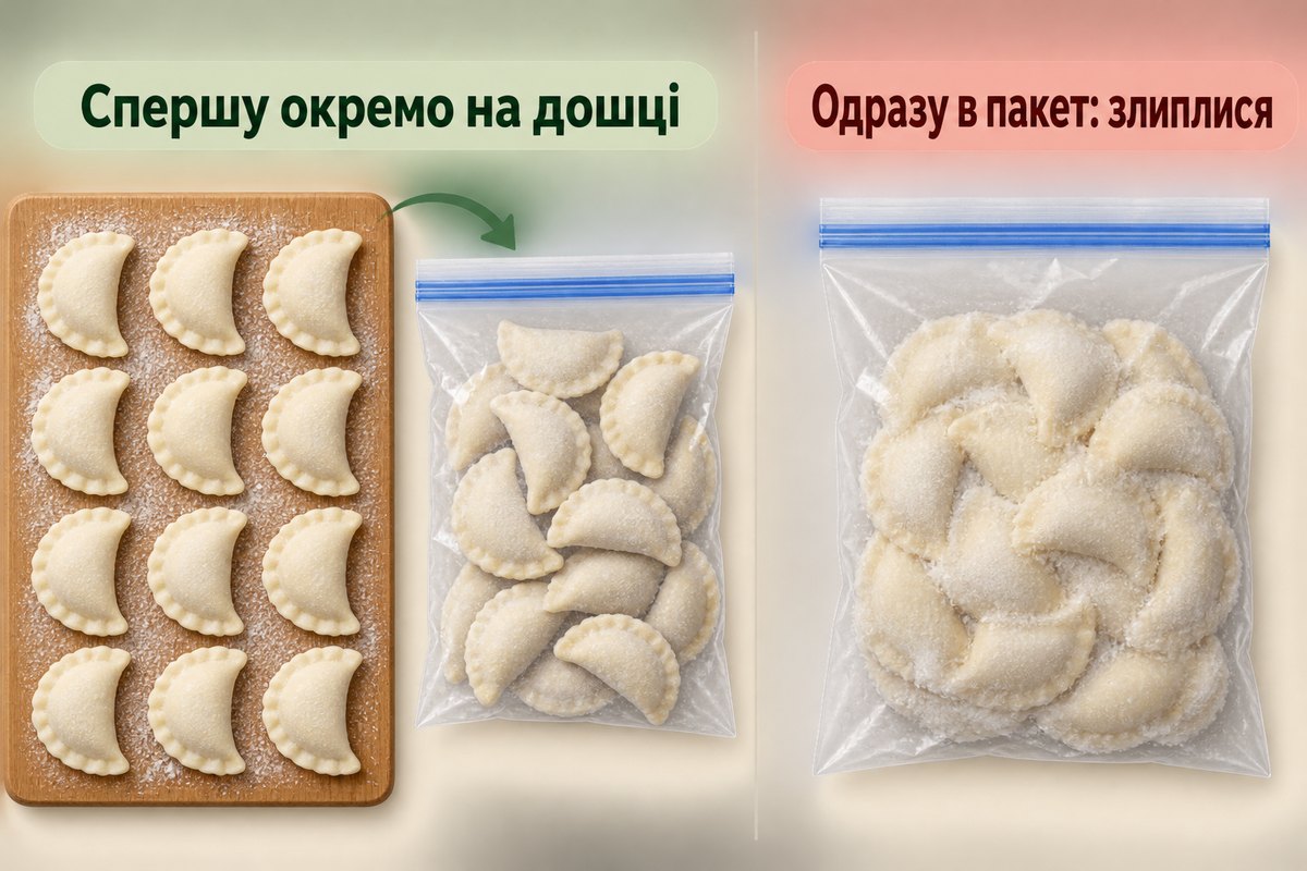 Як заморозити вареники з капустою: спершу окремо на дошці, а не одразу в пакет
